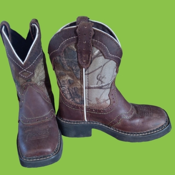 Justin Real Tree Camo Kid cowboy boots size 2 - Picture 4 of 8